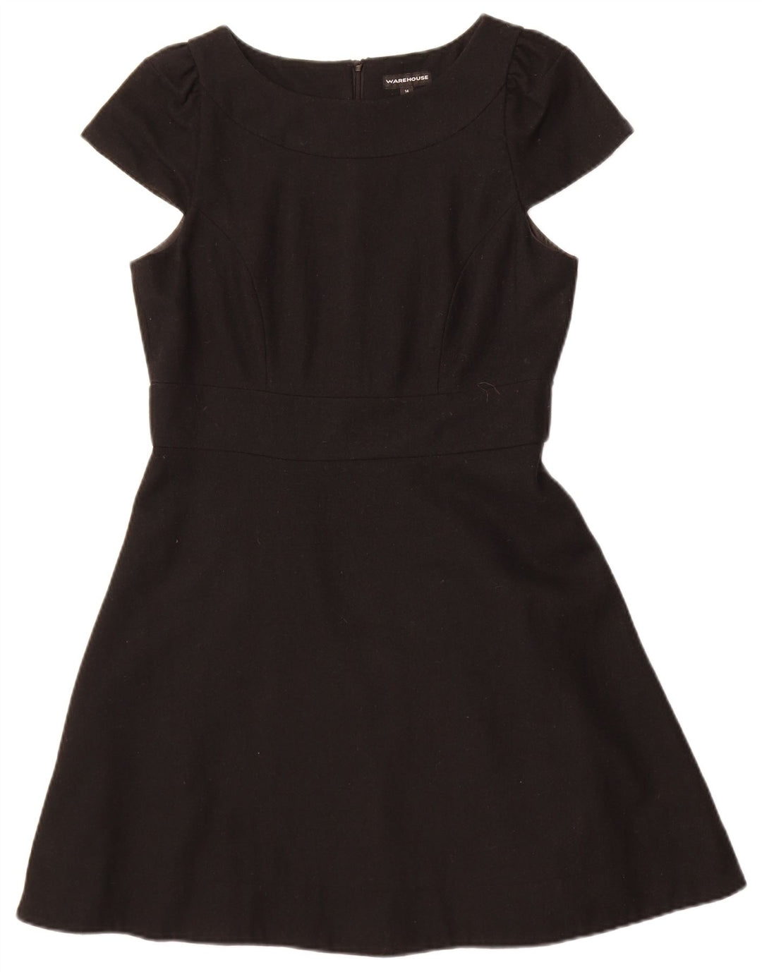 WAREHOUSE Womens A-Line Dress UK 14 Medium Black Wool