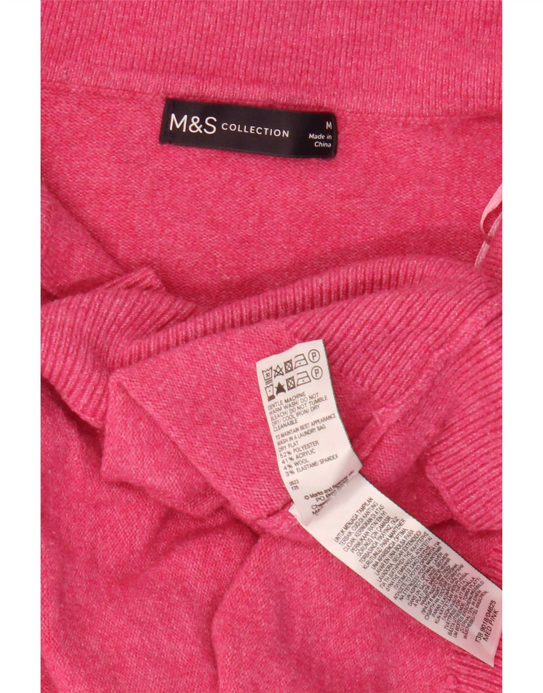Marks & Spencer Pulover cu gât polo pentru femei UK 14 Poliester roz mediu
