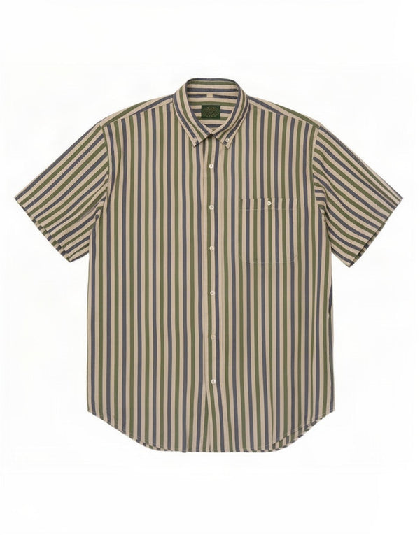 Cămașă cu mânecă scurtă pentru bărbați Green Leaves XL Pinstripe Silk