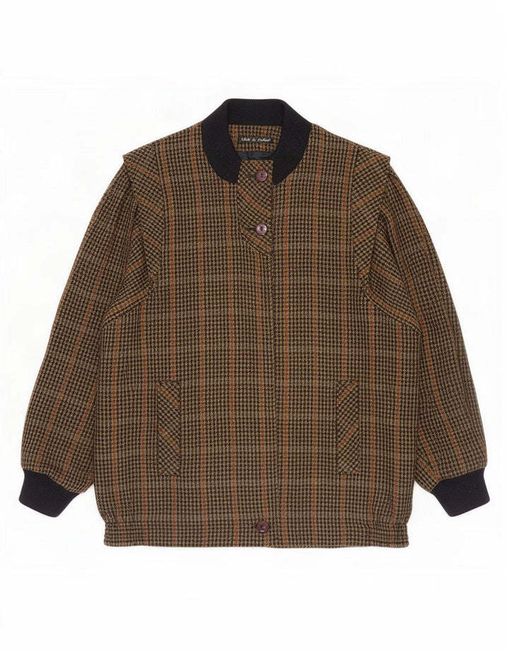 Jachetă bomber supradimensionată pentru femei Avoca UK 14 Medium Brown Houndstooth