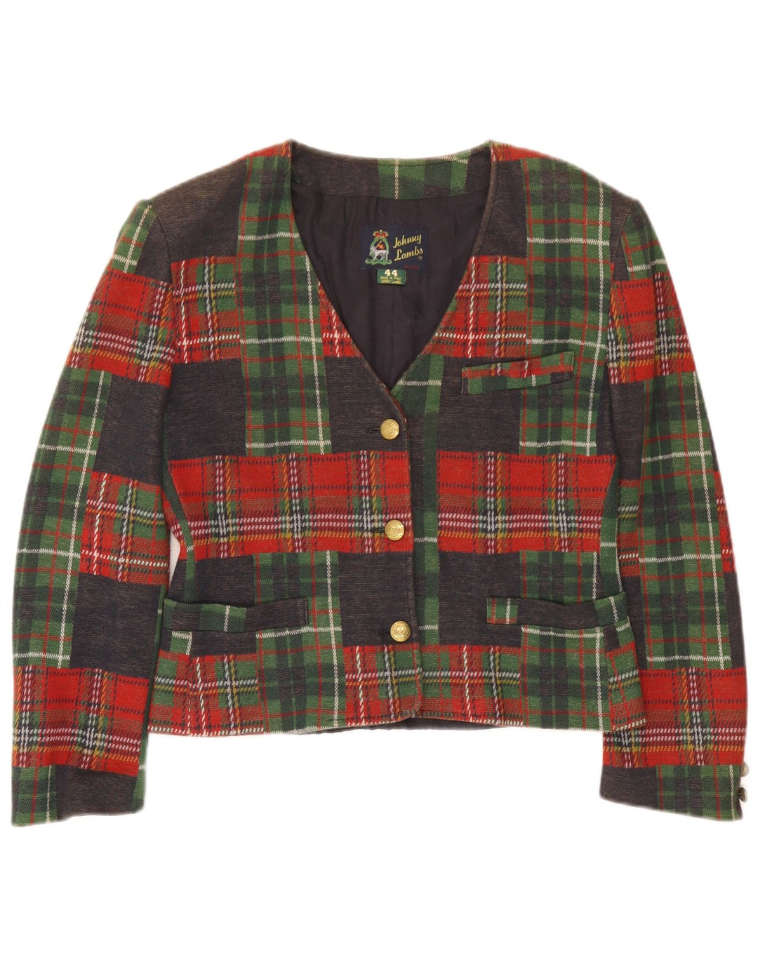 Johnny Lambs Jachetă pentru femei Crop Blazer IT 44 Medium Multicolor Check