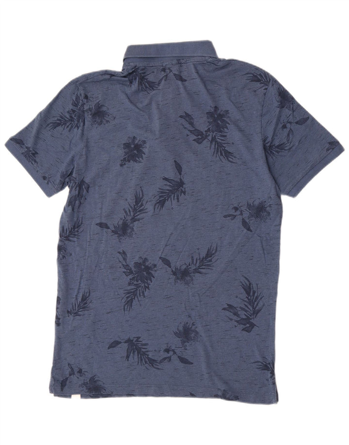 Tricou polo Jack & Jones pentru bărbați, bumbac floral, albastru mediu