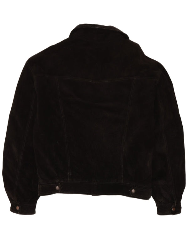Jachetă Bomber Vintage pentru bărbați din piele intoarsa IT 50, mare, neagra