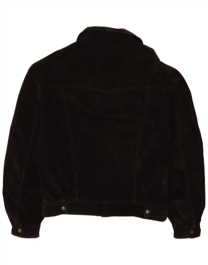 Jachetă Bomber Vintage pentru bărbați din piele intoarsa IT 50, mare, neagra