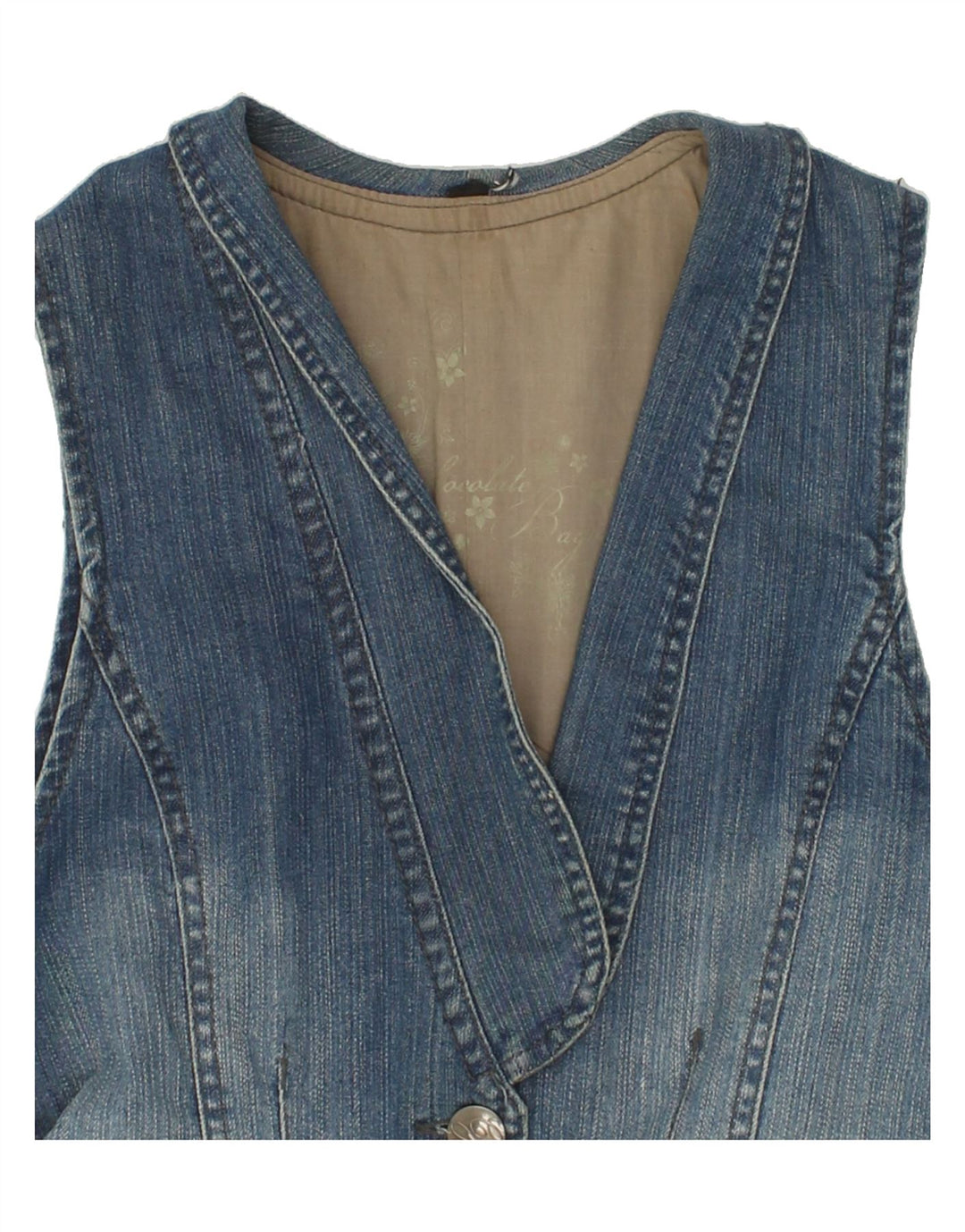 Vestă de blugi pentru femei VINTAGE UK 12, bumbac albastru mediu
