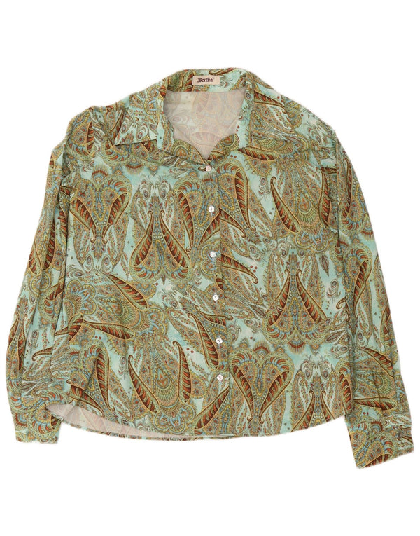 Cămașă vintage pentru femei, cu croiala lejeră, IT 52 2XL, verde, poliester, retro