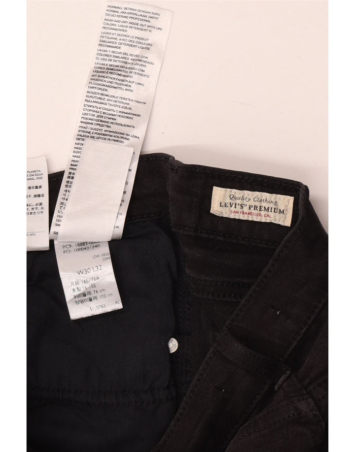 Blugi drepti cu talie mare Levi's 724, bumbac negru, L30 L30