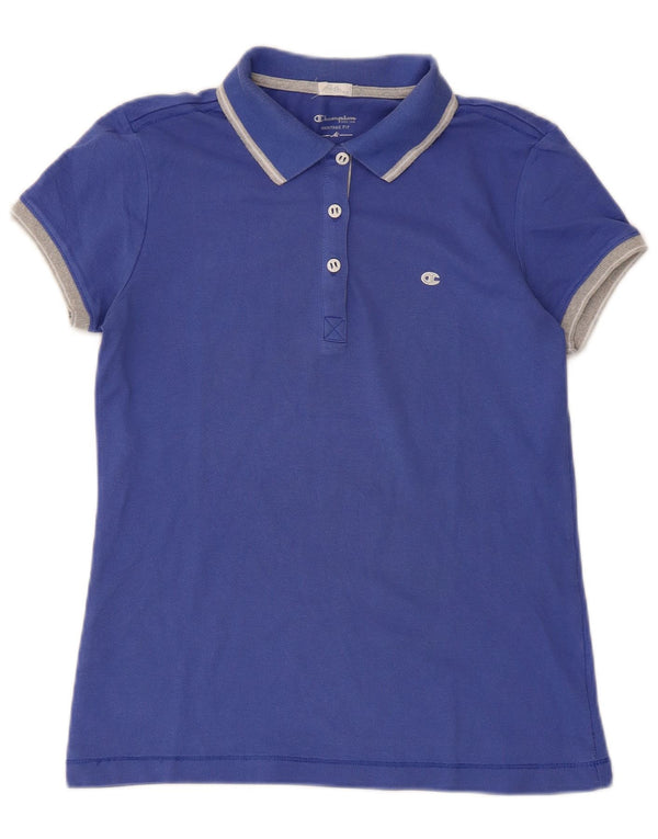 Tricou polo Champion Heritage Fit pentru femei UK 12 Medium Blue Colorblock