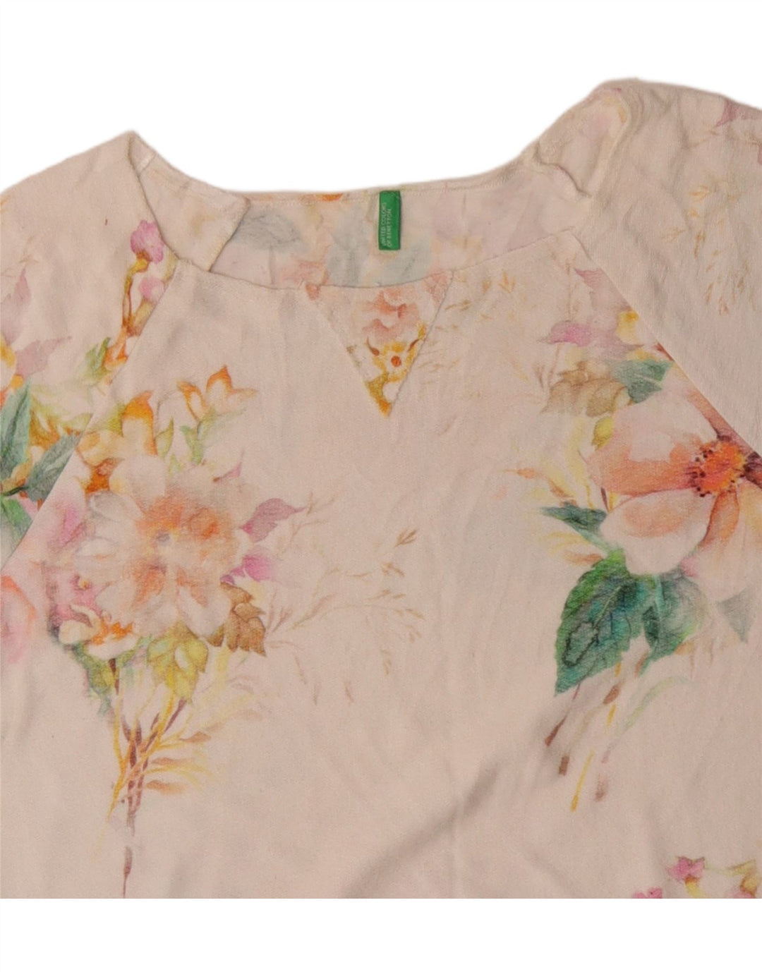 BENETTON Tricou pentru femei Top UK 16 Large Off White Floral