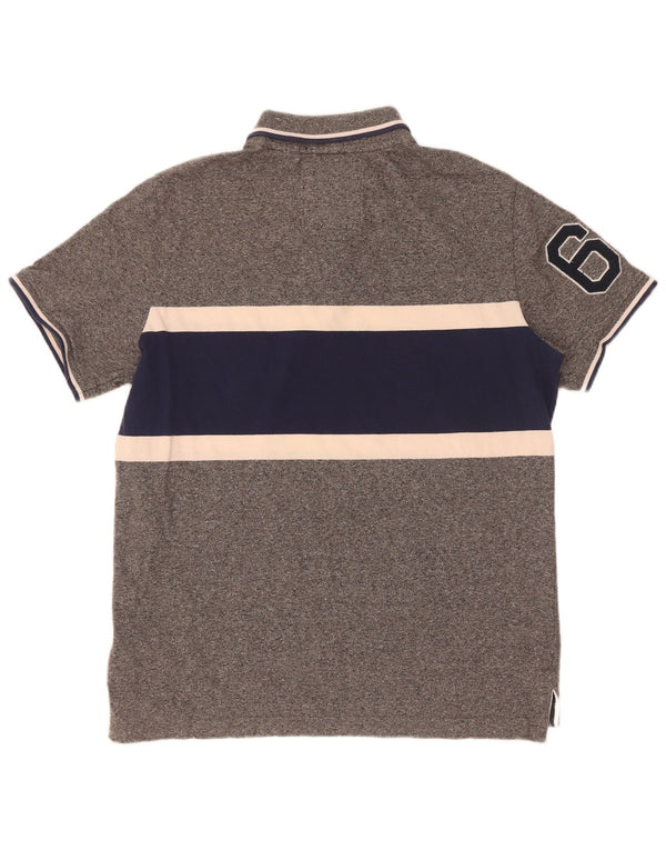 Tricou polo Superdry pentru bărbați, cu formă clasică, 2XL, bumbac color bloc, gri