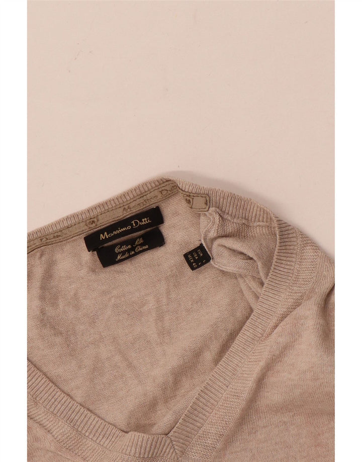 Massimo Dutti Pulover pentru bărbați cu decolteu în V, mare, bej, bumbac