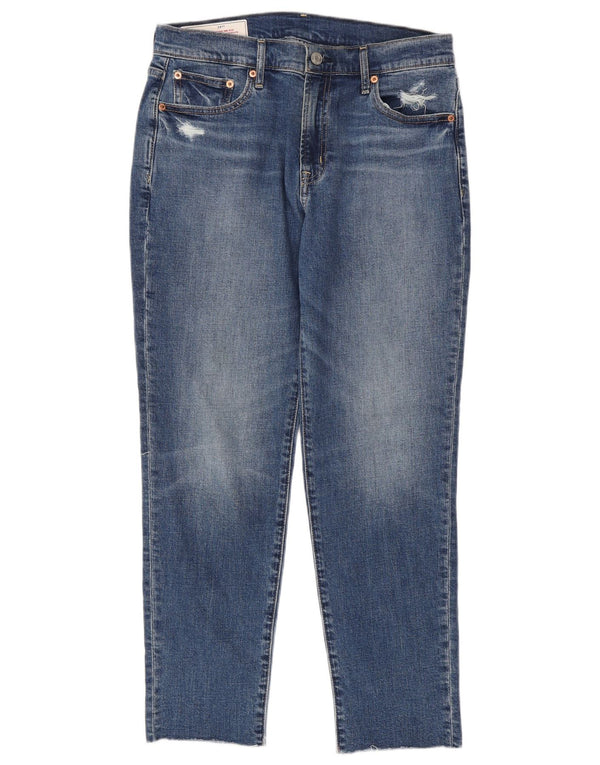Blugi subțiri cu talie medie Gap pentru femei Girlfriend Distressed W28 L28 Bumbac albastru