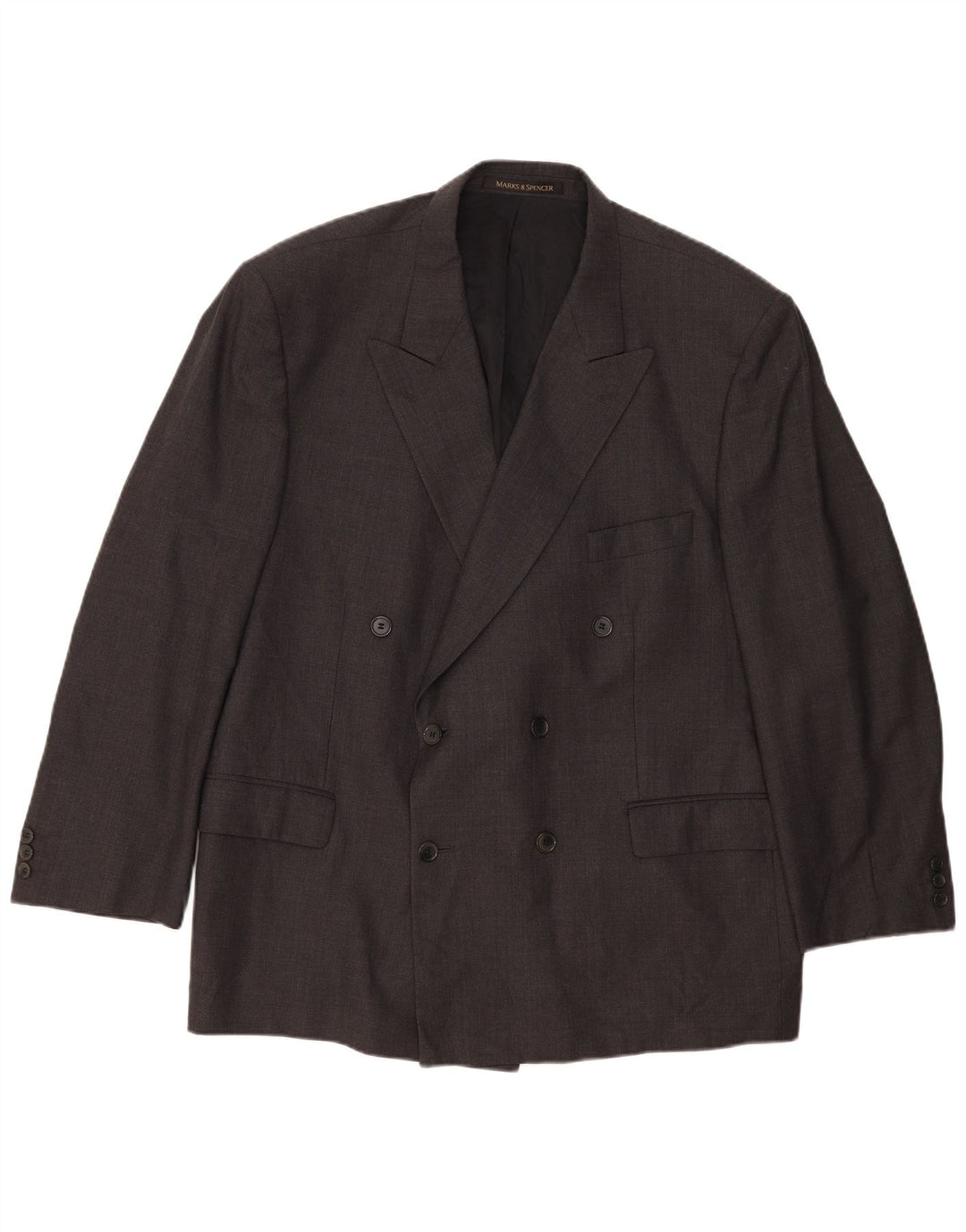 Marks & Spencer Mens Double Breasted Blazer Jacket UK 46 XL Grey New Wool