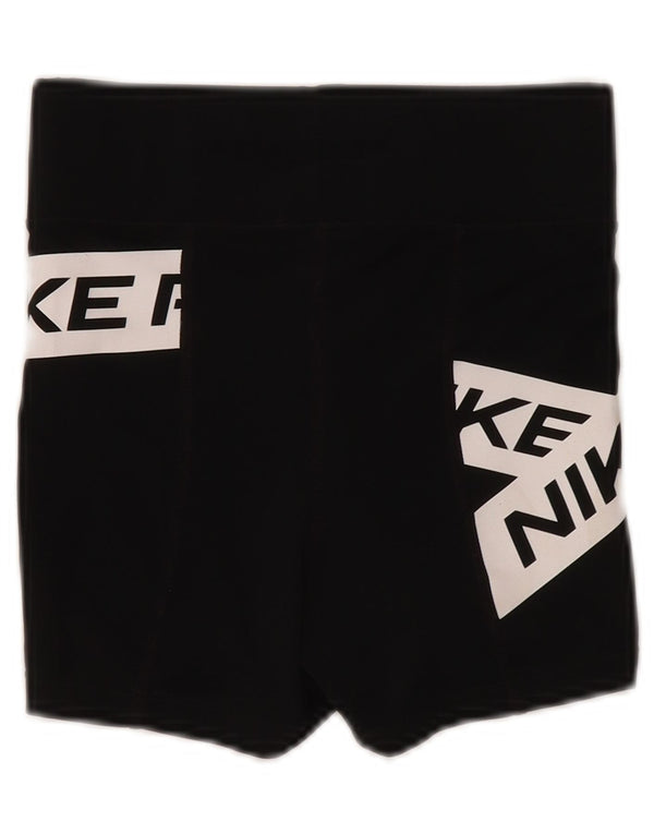 Pantaloni scurți sport Nike Dri Fit Graphic pentru femei UK 4 XS Negru Colorblock