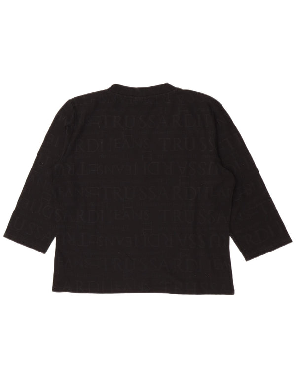 Trussardi Jeans pentru femei Crop Graphic Top mânecă 3/4 UK 20 2XL Negru