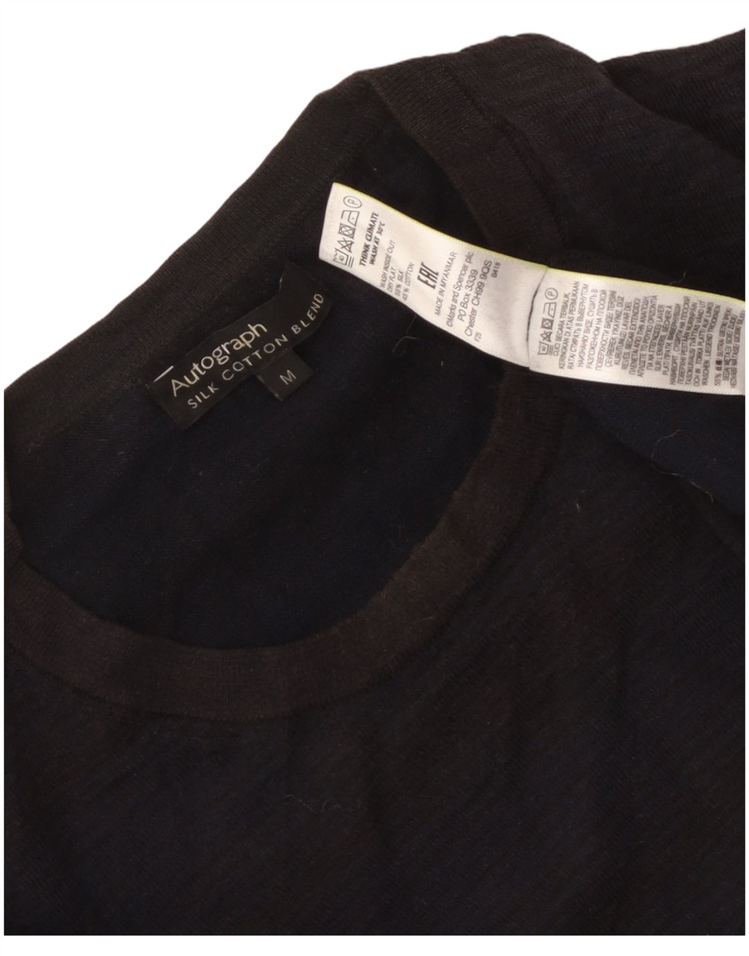 Pulover pentru bărbați Marks & Spencer, cu autograf, cu gâtul rotund, albastru bleumarin mediu