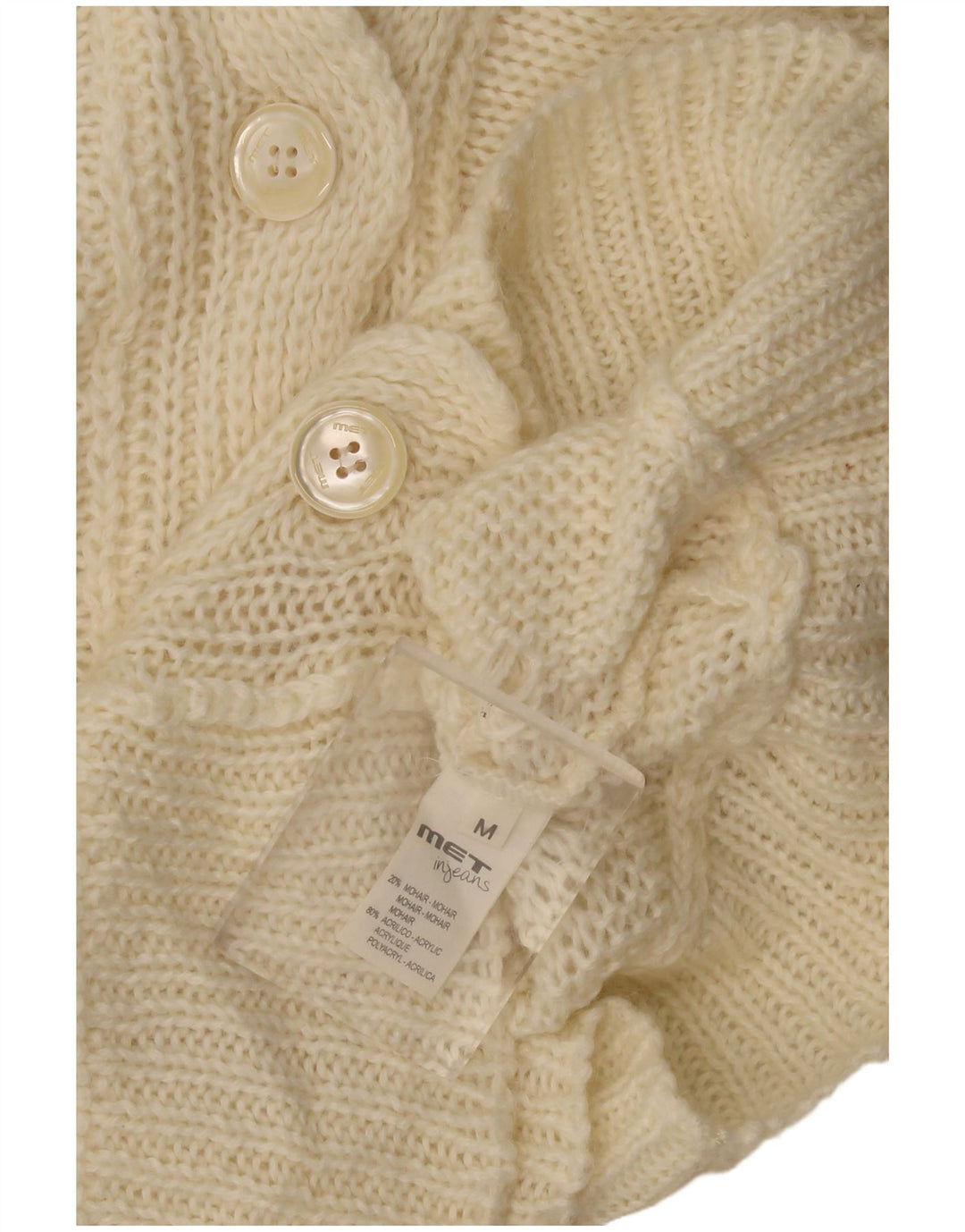 Pulover cardigan pentru femei MET UK 12 Medium Beige Mohair