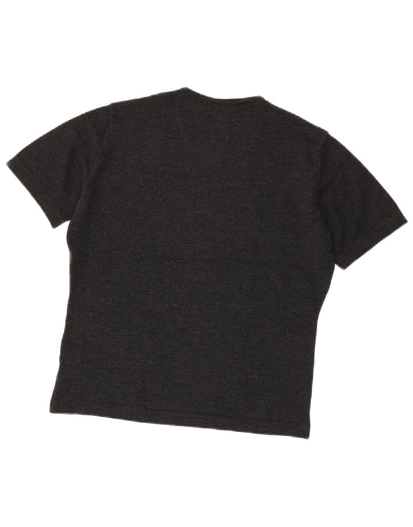 Pulover pentru femeie Zara cu mânecă scurtă cu decolteu triplu, Lână mare, gri, UK 14