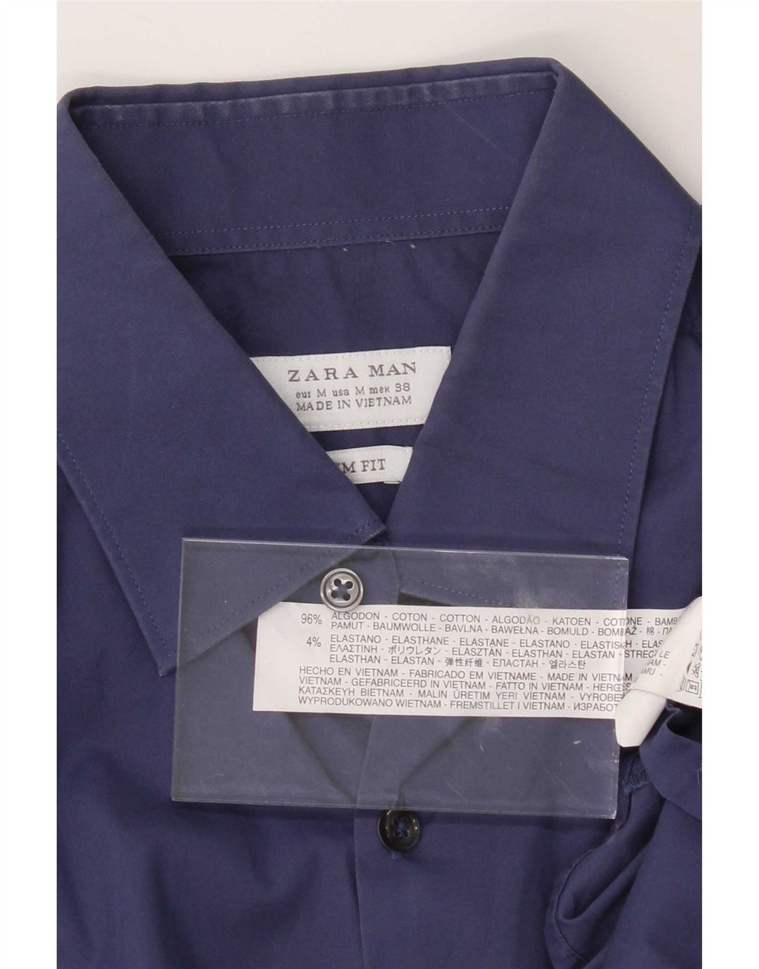 Cămașă pentru bărbați Zara Slim Fit Bumbac albastru mediu