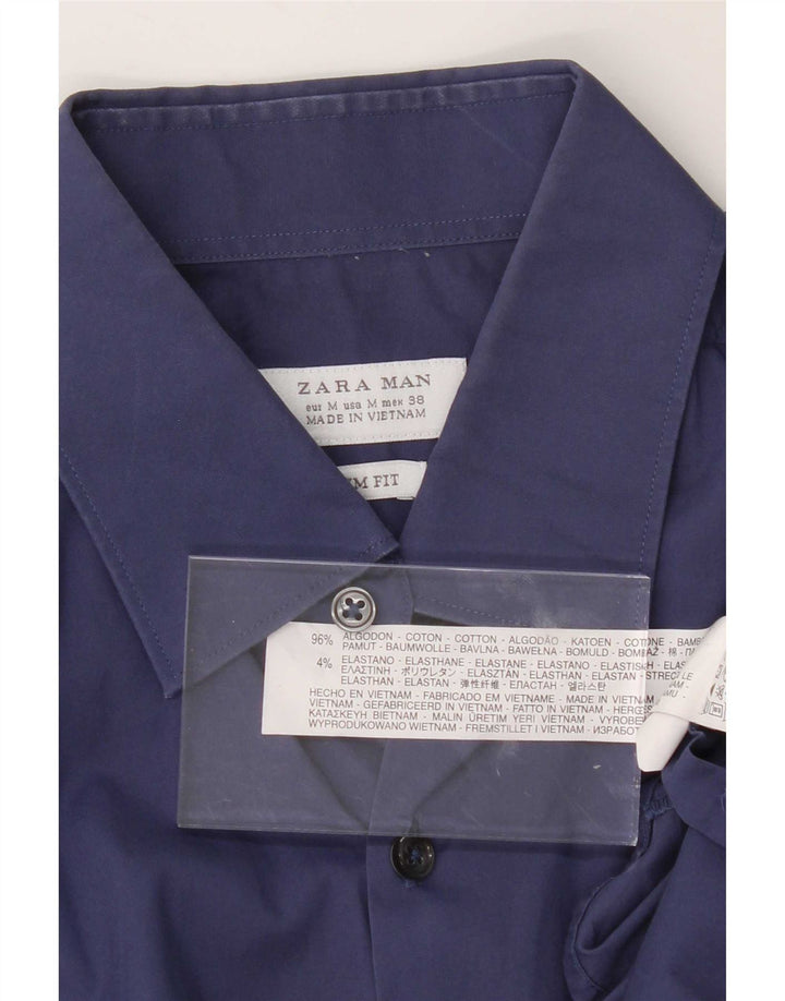 Cămașă pentru bărbați Zara Slim Fit Bumbac albastru mediu