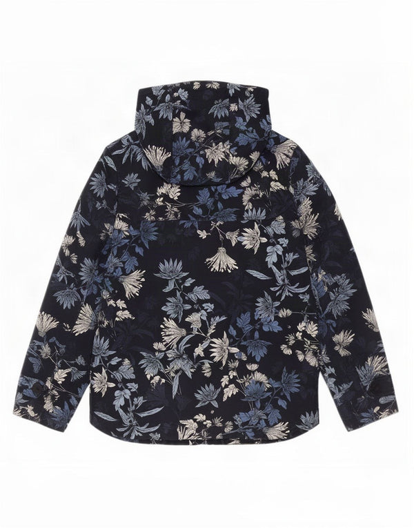 Jachetă de ploaie cu glugă pentru femei Joules UK 8 mic, albastru, bumbac floral