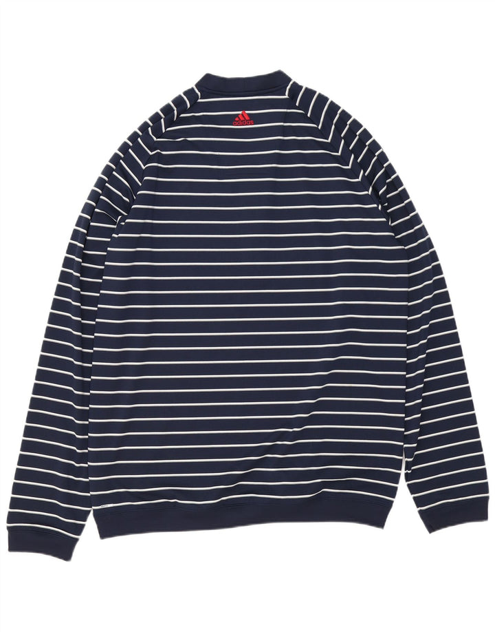 Hanorac pentru bărbați Adidas Climalite Jumper mare, bleumarin, poliester cu dungi