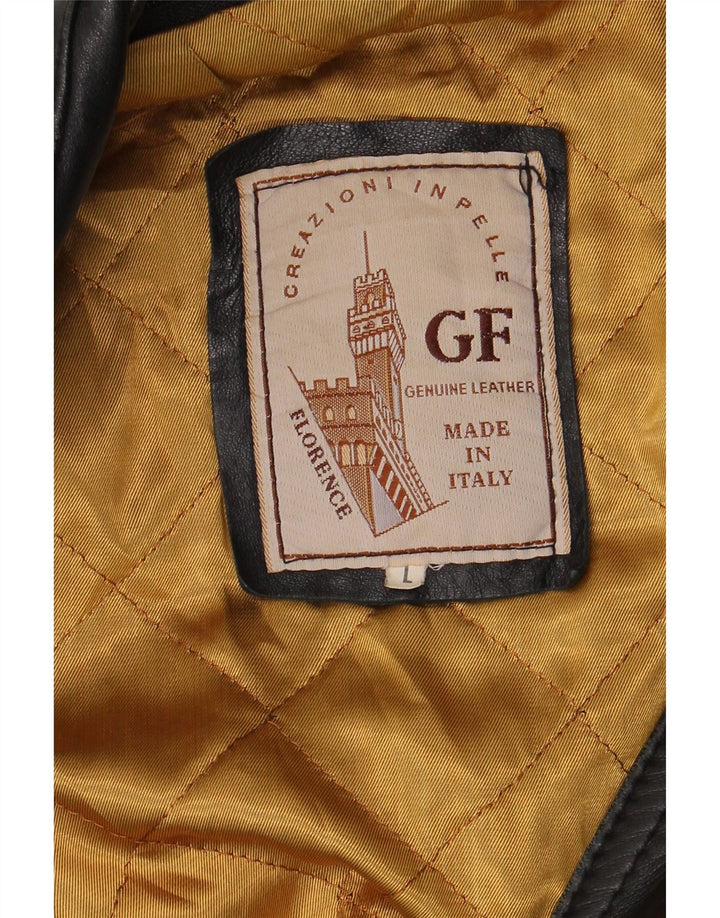 Jachetă de piele pentru bărbați FLORENCE UK 40, mare, neagră
