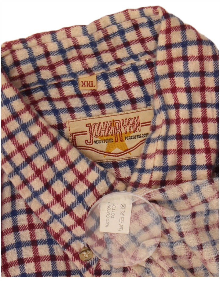 Cămașă de flanel pentru bărbați VINTAGE 2XL, bumbac cu carouri roșii