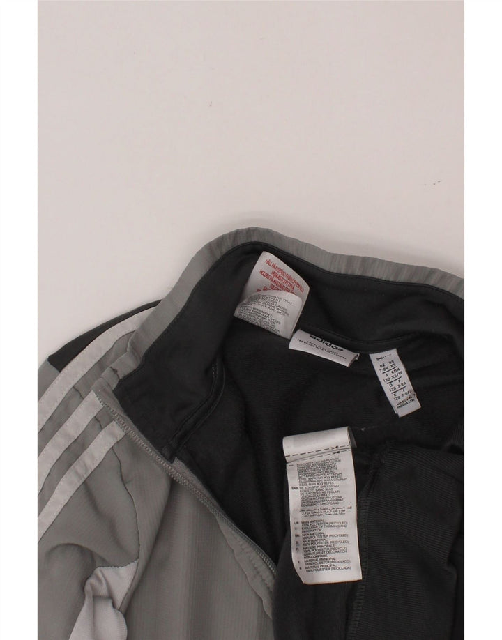 Pulover ADIDAS pentru băieți, cu fermoar, cu gât, 7-8 ani, gri colorblock