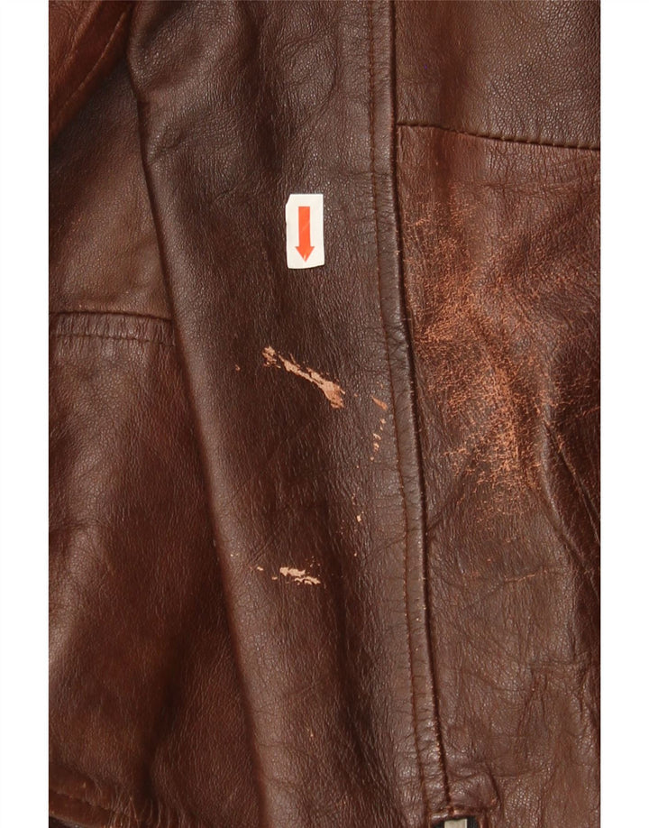 Jack & Jones Jachetă pentru motociclist din piele pentru bărbați UK 40 Mare, maro, din piele