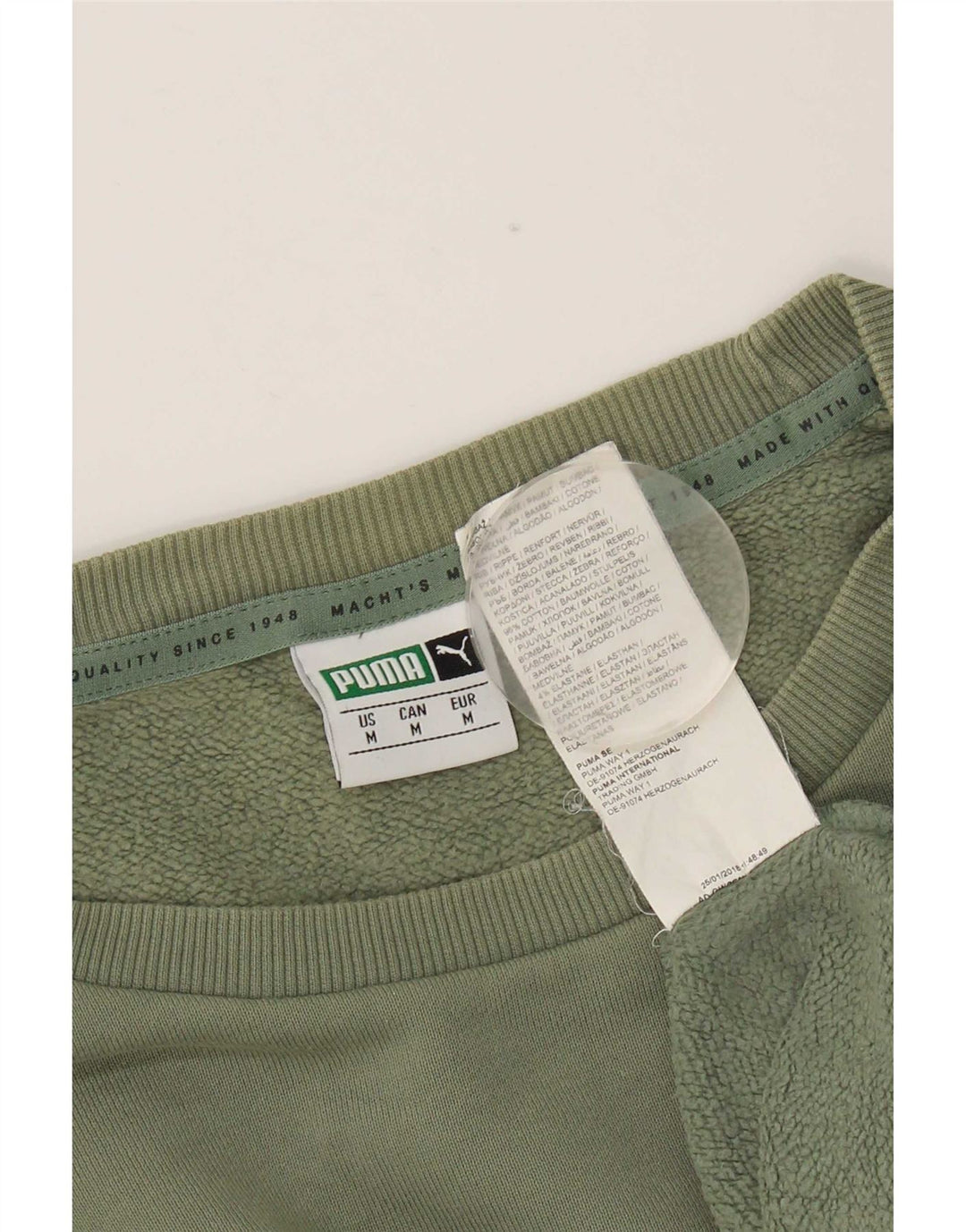 Pulover Puma pentru bărbați, bumbac color bloc verde mediu