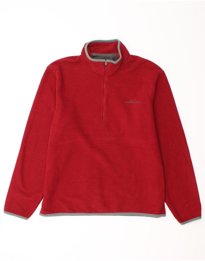 EDDIE BAUER Pulover pentru bărbați, cu fermoar, cu gât, poliester mediu roșu