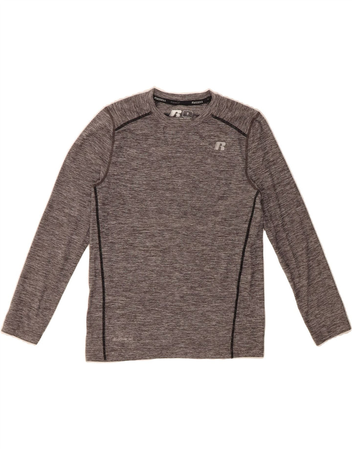 RUSSELL ATHLETIC Boys Top Long Sleeve 7-8 Years Medium Grey Flecked Vintage Russell Athletic and Second-Hand Russell Athletic from Messina Hembry 