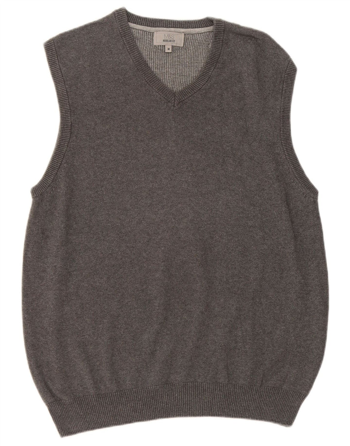 Marks & Spencer Mens Regular Fit Vest Tank Top Bumbac Gri mediu