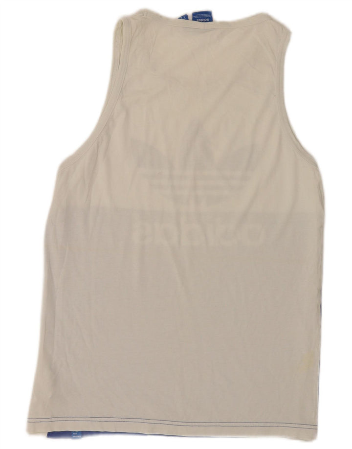 Vesta grafică pentru bărbați Adidas, de top, alb mediu, bumbac color bloc