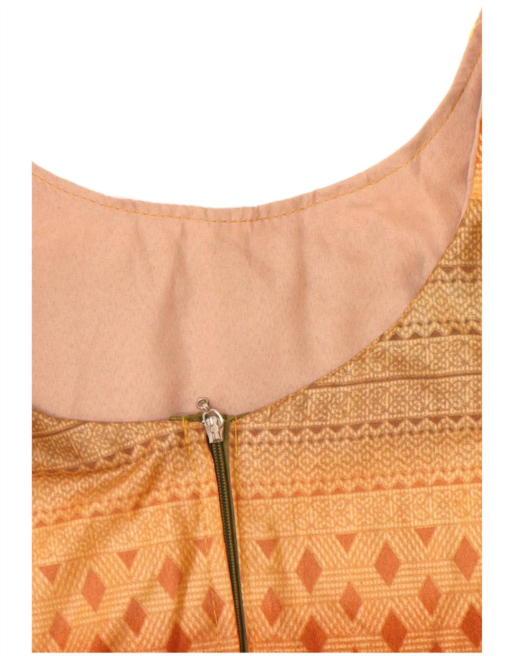 Bluză Vintage pentru femei UK 12 Medium Orange Geometric