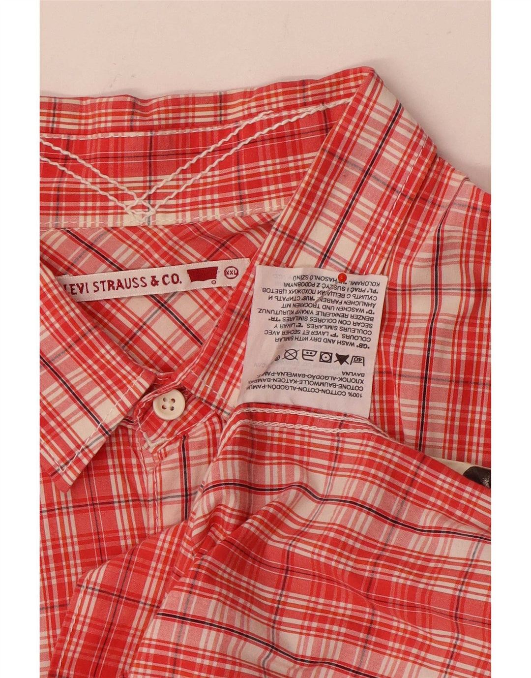 Cămașă cu mânecă scurtă Levi's Denizen pentru bărbați 2XL, bumbac roșu cu carouri
