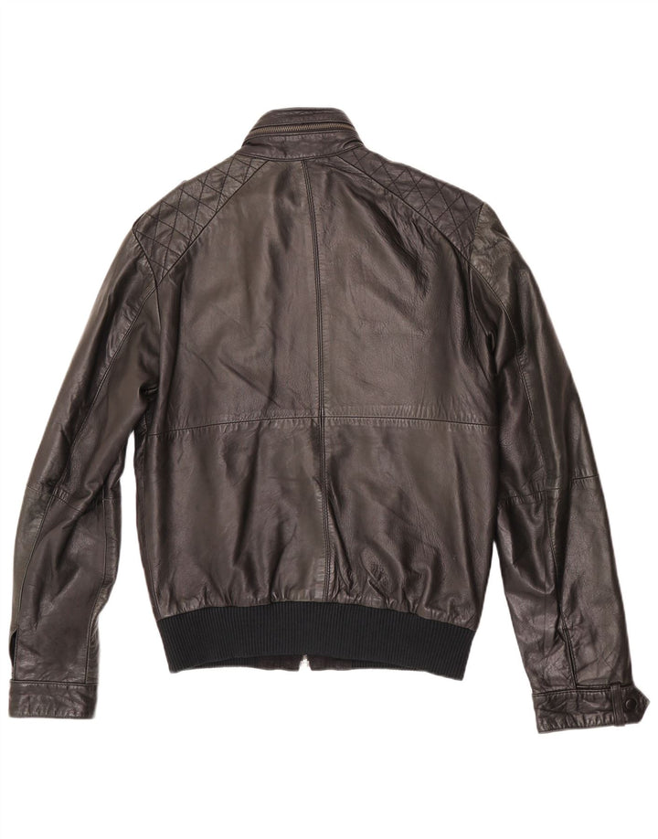 Jachetă de piele pentru bărbați ZARA UK 38 Medium Black Leather