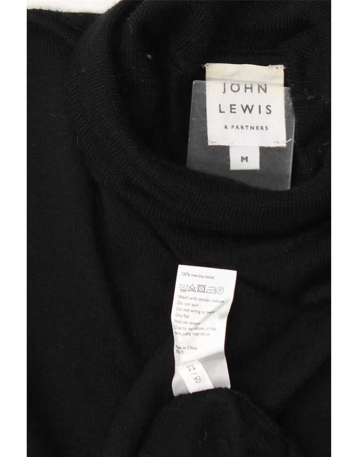 Pulover John Lewis pentru bărbați cu gât rulat, lână neagră medie