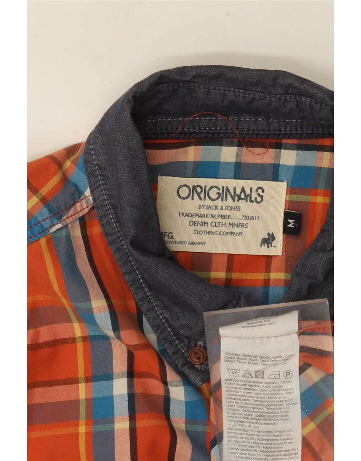 Cămașă pentru bărbați JACK & JONES, bumbac cu carouri portocaliu mediu