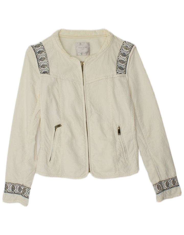 Jachetă bomber supradimensionată pentru femei ZARA UK 10 Small Off White Geometric