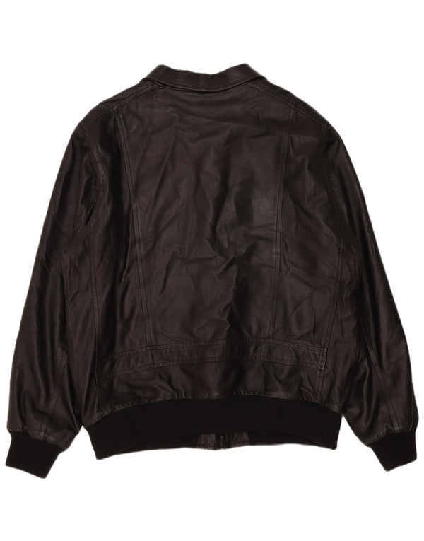 Jachetă de piele vintage pentru bărbați UK 42 XL neagră