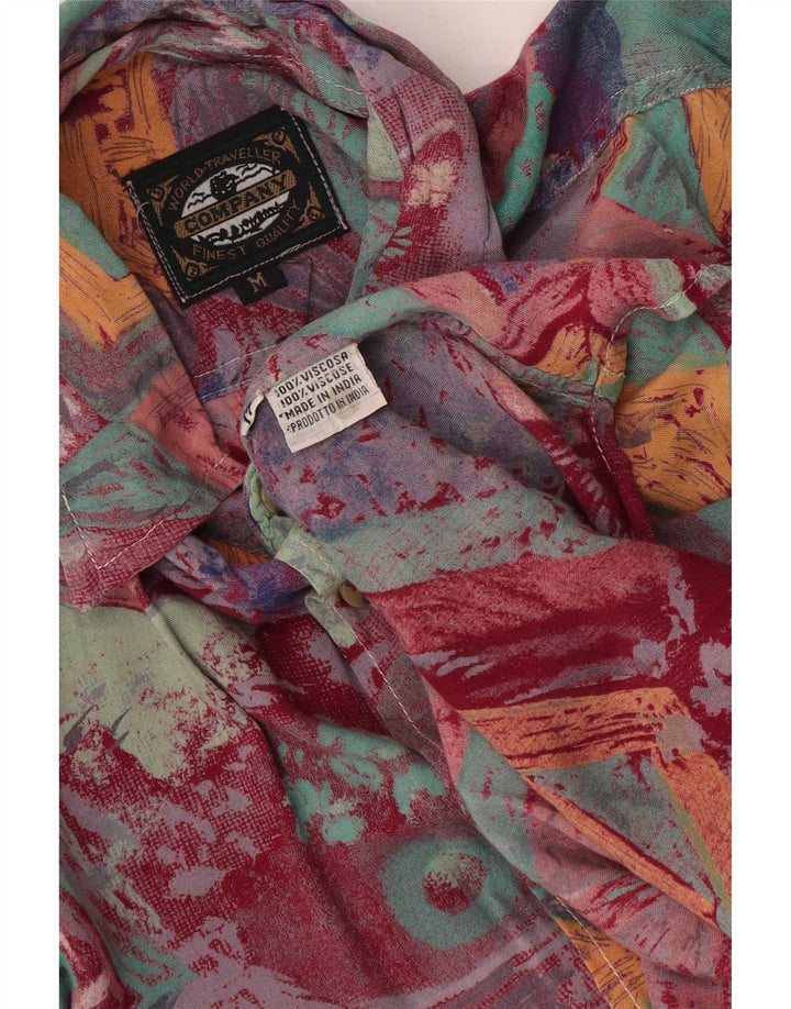 Cămașă Vintage pentru bărbați cu mânecă scurtă, medie, multicoloră, geometrică, viscoză