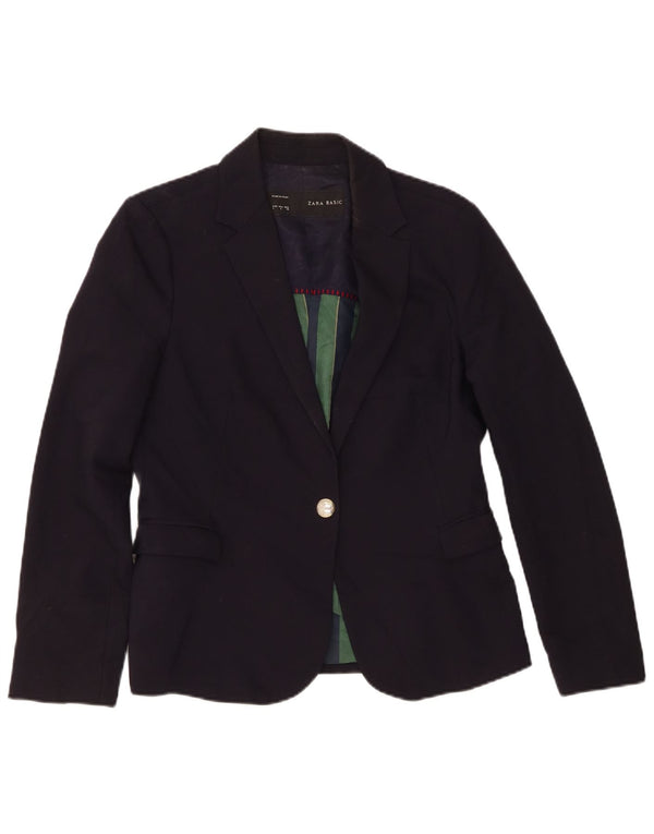 Jachetă Blazer pentru femei Zara, cu 1 nasture, UK 14, mare, bleumarin, poliester