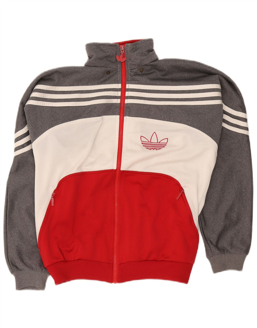 Jachetă de trening pentru băieți Adidas 13-14 ani, gri, poliester color bloc