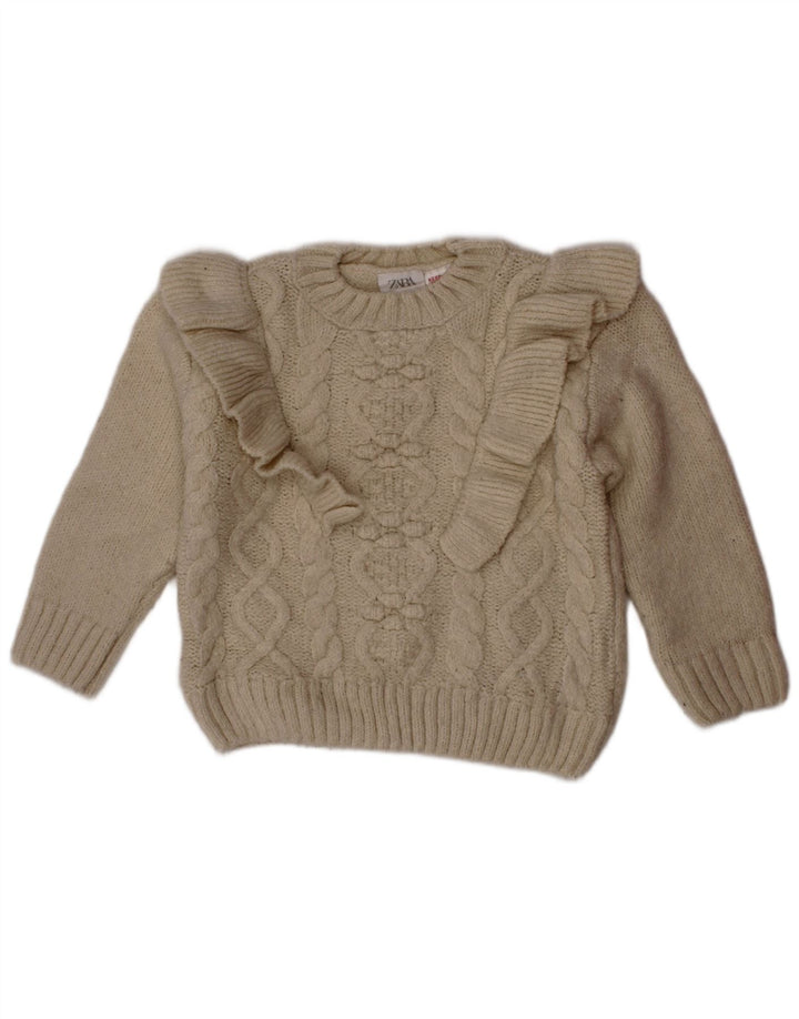 Pulover cu decolteu rotund ZARA pentru fetite 18-24 luni alb