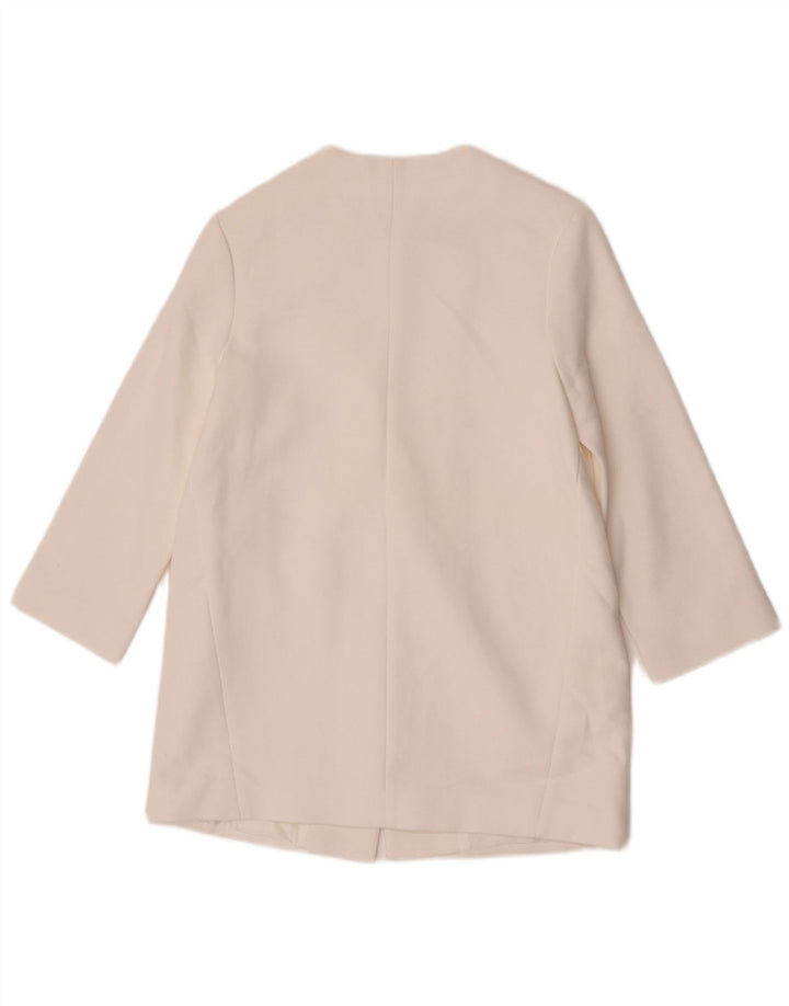 Sacou Blazer Fete 2 Nasturi Zara 9-10 Ani Bumbac Alb