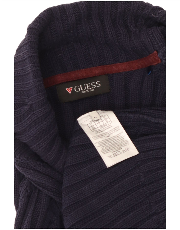 Pulover cardigan pentru femei GUESS UK 14 mare bumbac bleumarin