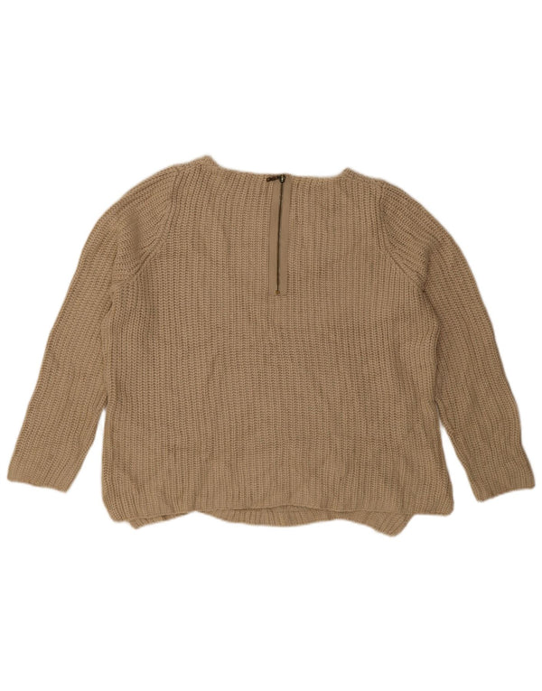 Marks & Spencer Pulover supradimensionat pentru femei cu gât de barcă UK 14 Large Bej