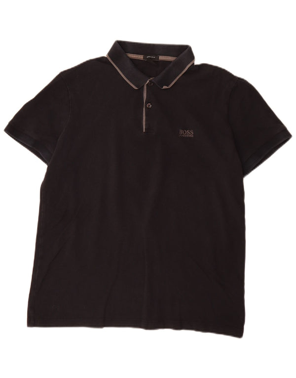 Tricou polo pentru bărbați Hugo Boss, bumbac mediu negru